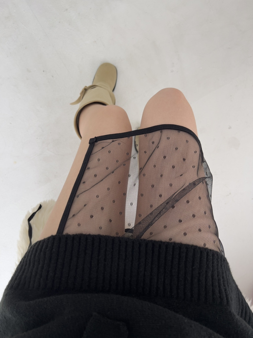 BEST/당일) 시스루 자수 레이어드 스커트 상세 이미지 10