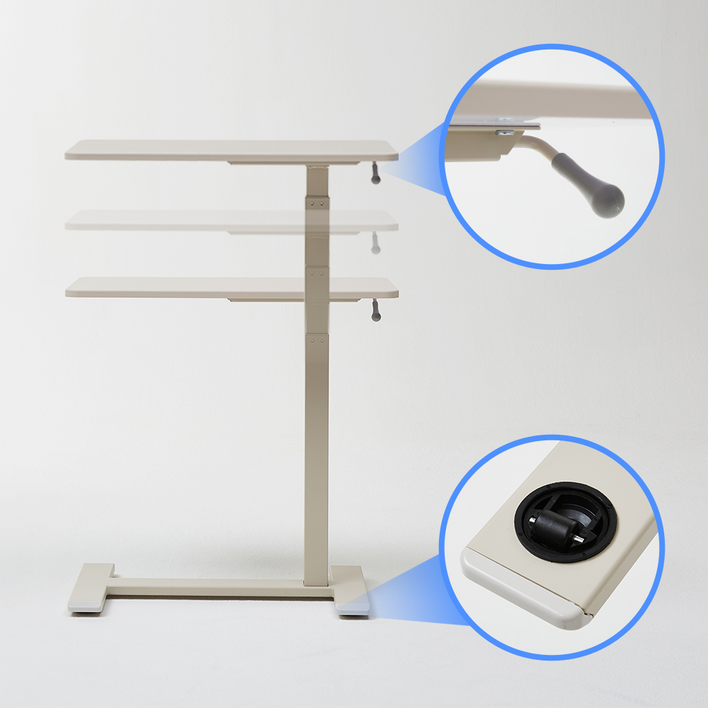 블루밍홈 리프트업 일체형 크림 사이드테이블 유압식 각도조절 높이조절 테이블 보조책상