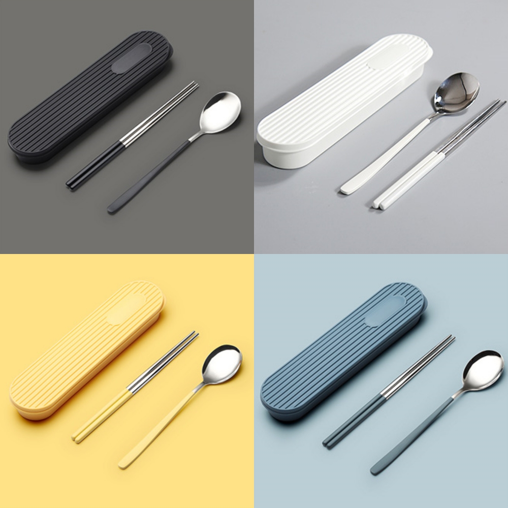 도시락 수저통 휴대용 수저 케이스 세트 무소음 오픈형 어린이 성인