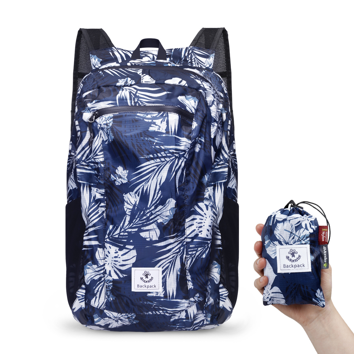 폴딩백팩 24L 초경량 백팩 휴대용 접이식가방 등산 레저 하이킹 하와이안블루