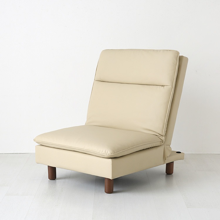 텐제르 1인 리클라이너 좌식소파 + 좌식스툴 베이지 세트