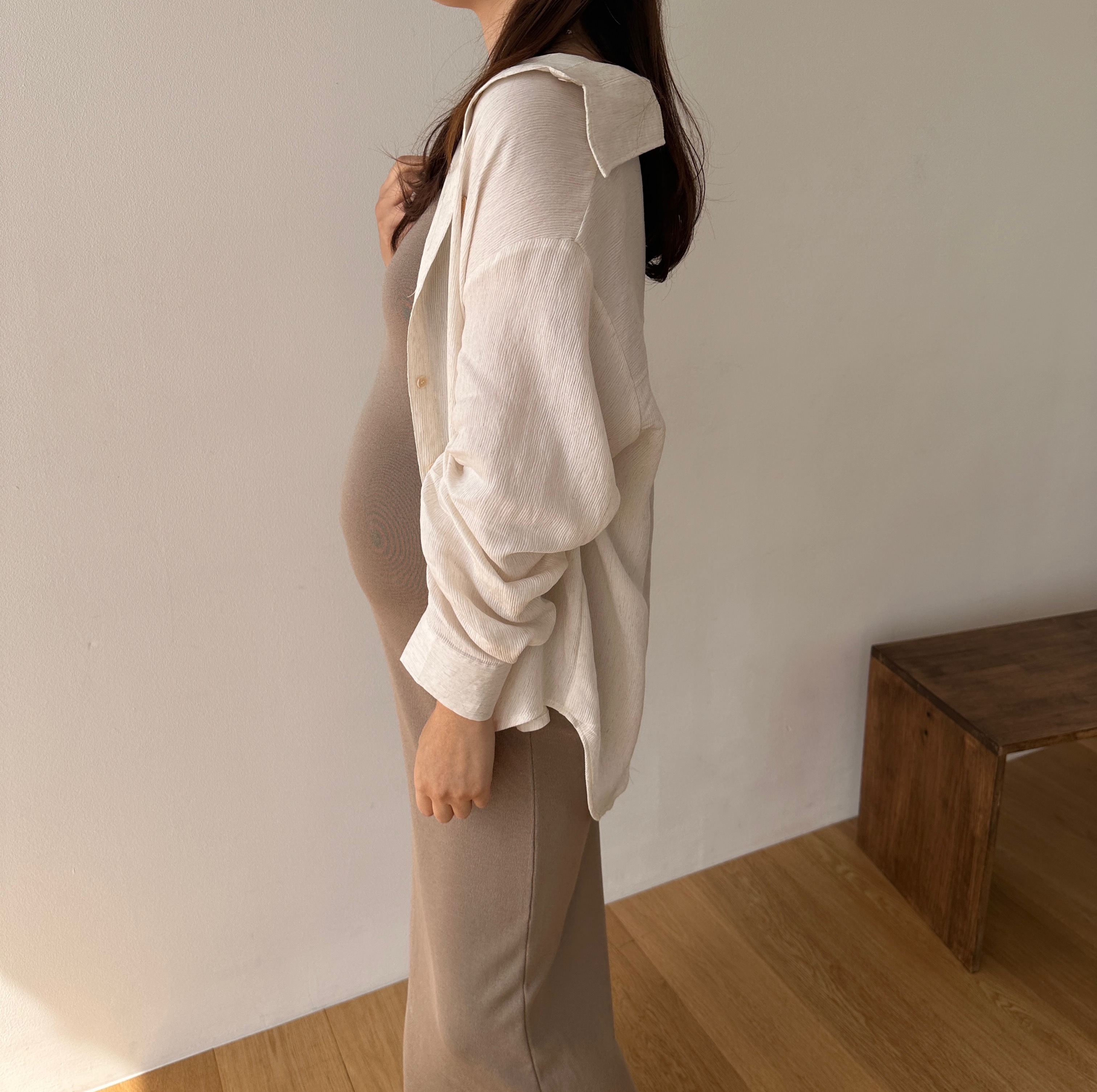 임산부가능 린넨 네추럴 찰랑셔츠 임산부남방 임부복 빅사이즈 오버핏 만삭 상세 이미지 17