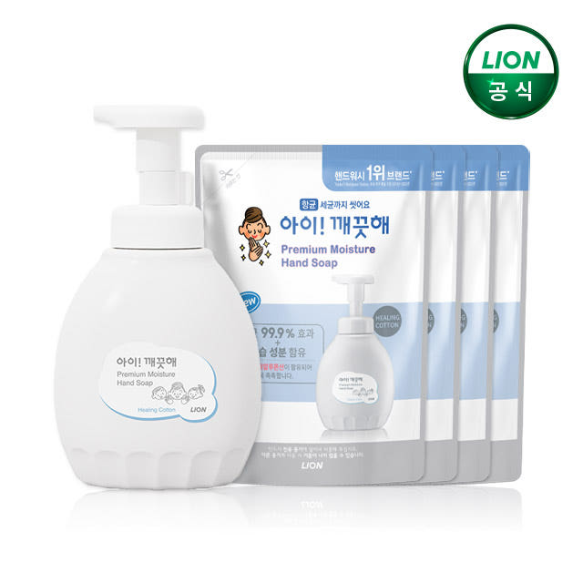 아이깨끗해 프리미엄 모이스처 핸드워시 450ml 본품+400ml 리필x4개 가격 비교 라이온코리아 브랜드스토어 아이깨끗해 프리미엄 모이스처 핸드워시 450ml 본품+400ml 리필x4개