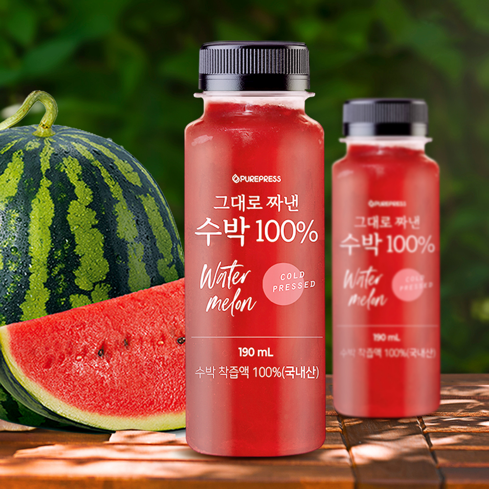 [퓨어프레스] 국내산 수박으로 그대로 짜낸 수박 100% 주스 10병 - 상품 이미지