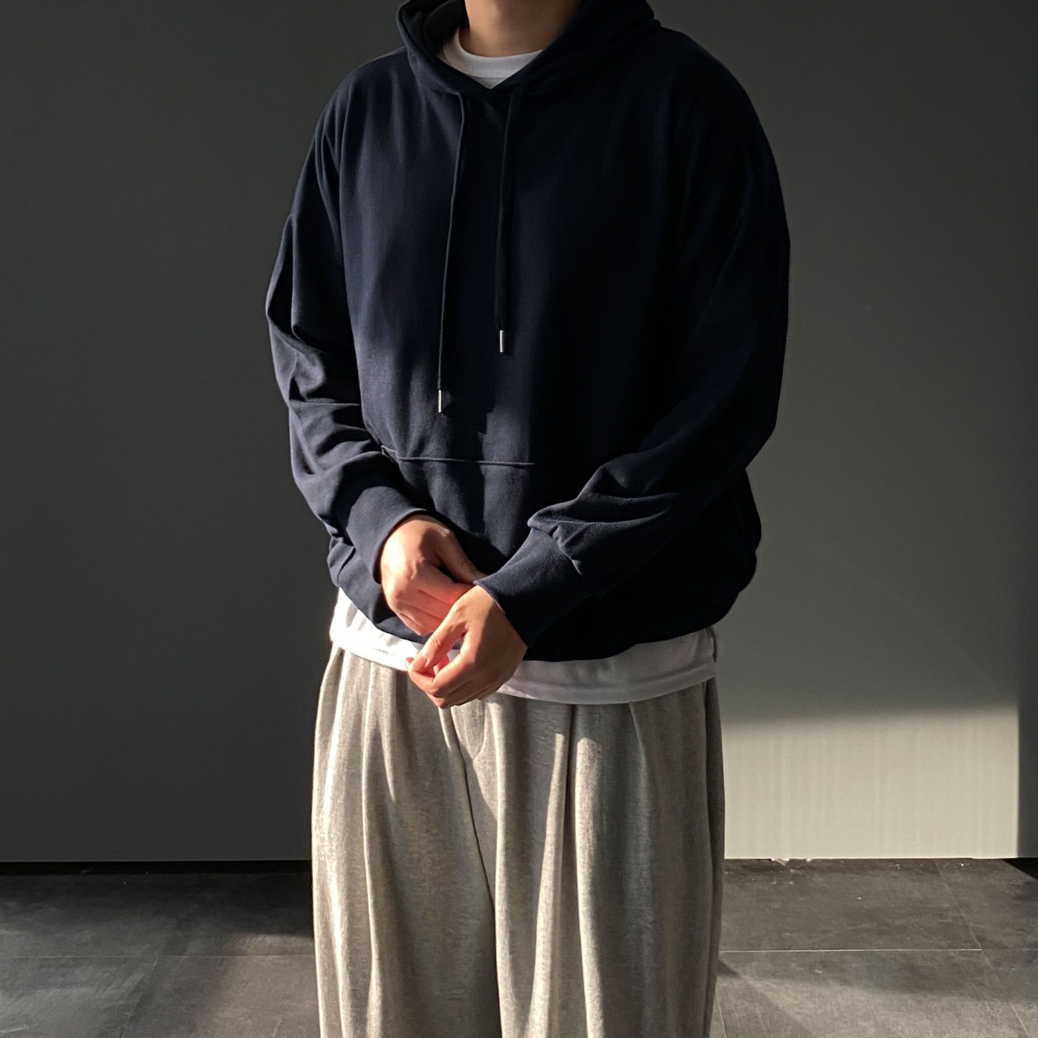 남자 무지후드티 오버핏후드티 - 상세 이미지 4