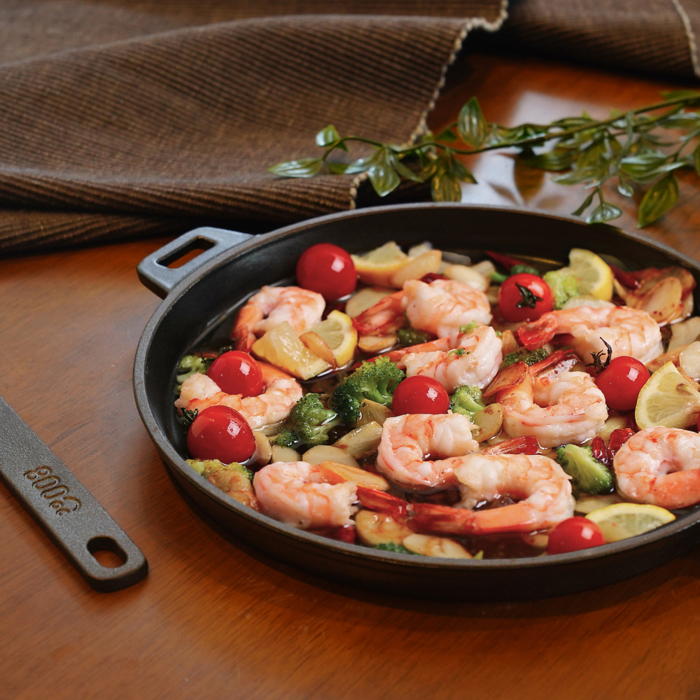 800도씨 그리핀 무쇠 주물 후라이팬 인덕션 프라이팬 원형팬 에나멜코팅