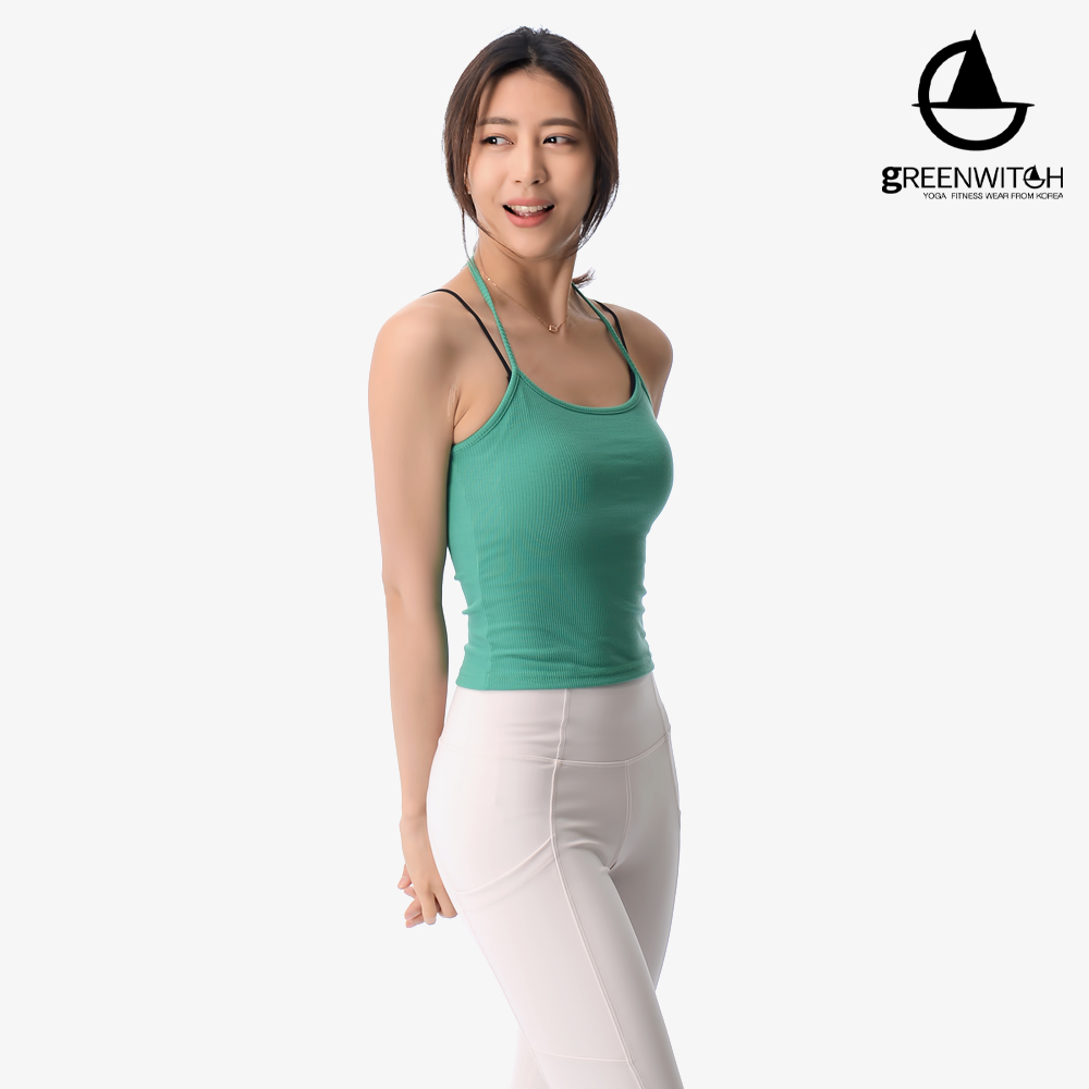 그리니치 스트링포인트 홀터넥나시 민소매티 필라테스 요가복 - 상세 이미지 4