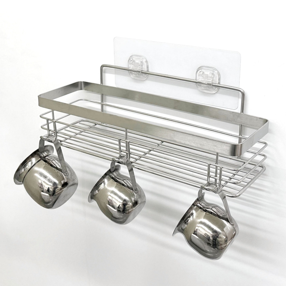 올지 무타공 주방선반 양념통선반 부착형 싱크대 수납 정리대 컵 업소용 스텐