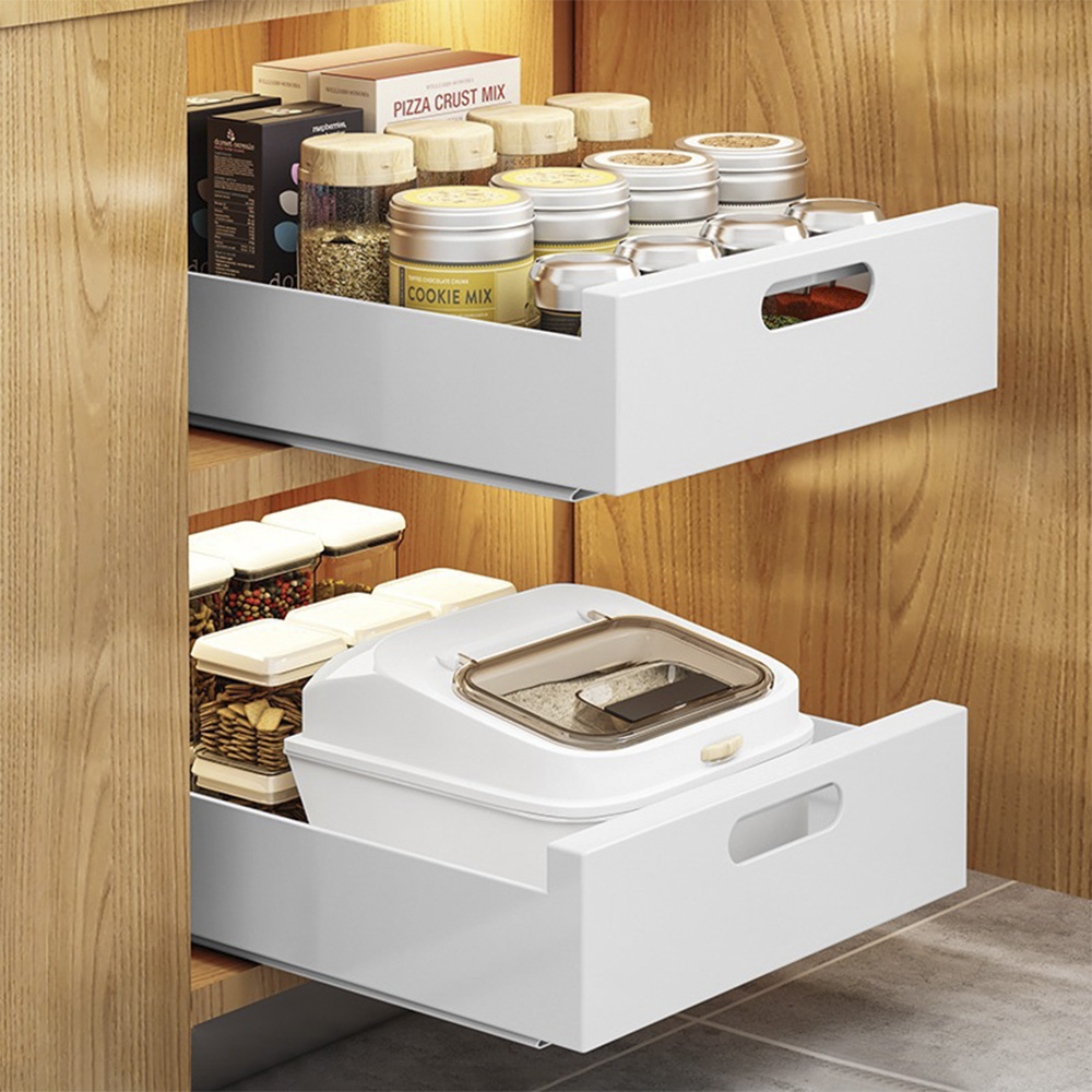 완벽정리 주방 슬라이딩 선반 25cm 싱크대 하부장 정리 인출식 선반 정리대
