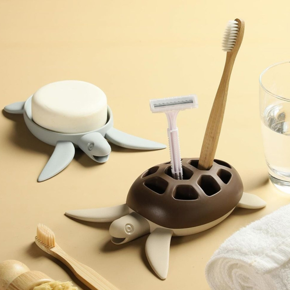 귀여운 거북이 칫솔꽂이 치간 칫솔 거치대 꽂이 면도기 보관