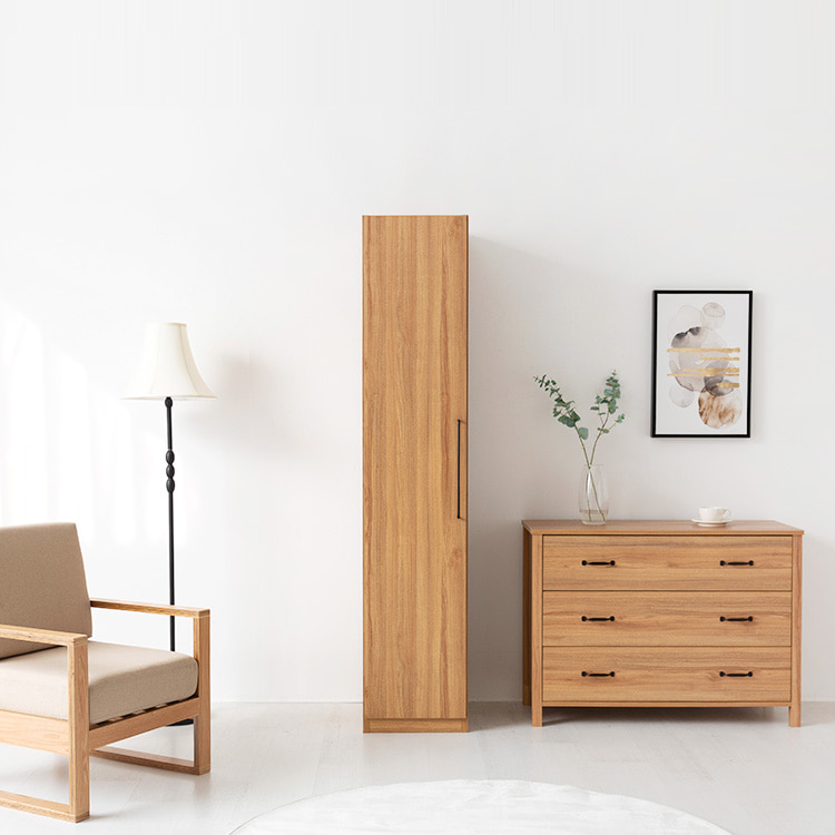 미란스 좁은 1문 옷장 WRM19440 395x500x1940mm, 1단, 캄포어베니어 3805.7847 - 상세 이미지 5