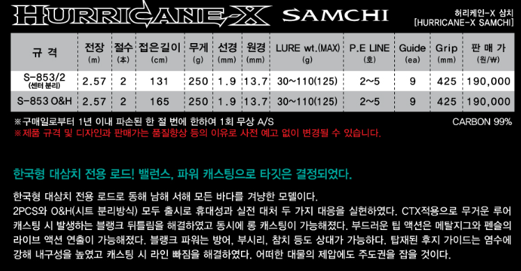 NS 엔에스 허리케인 X 삼치 SAMCHI 바다루어낚시대 - 상세 이미지 4