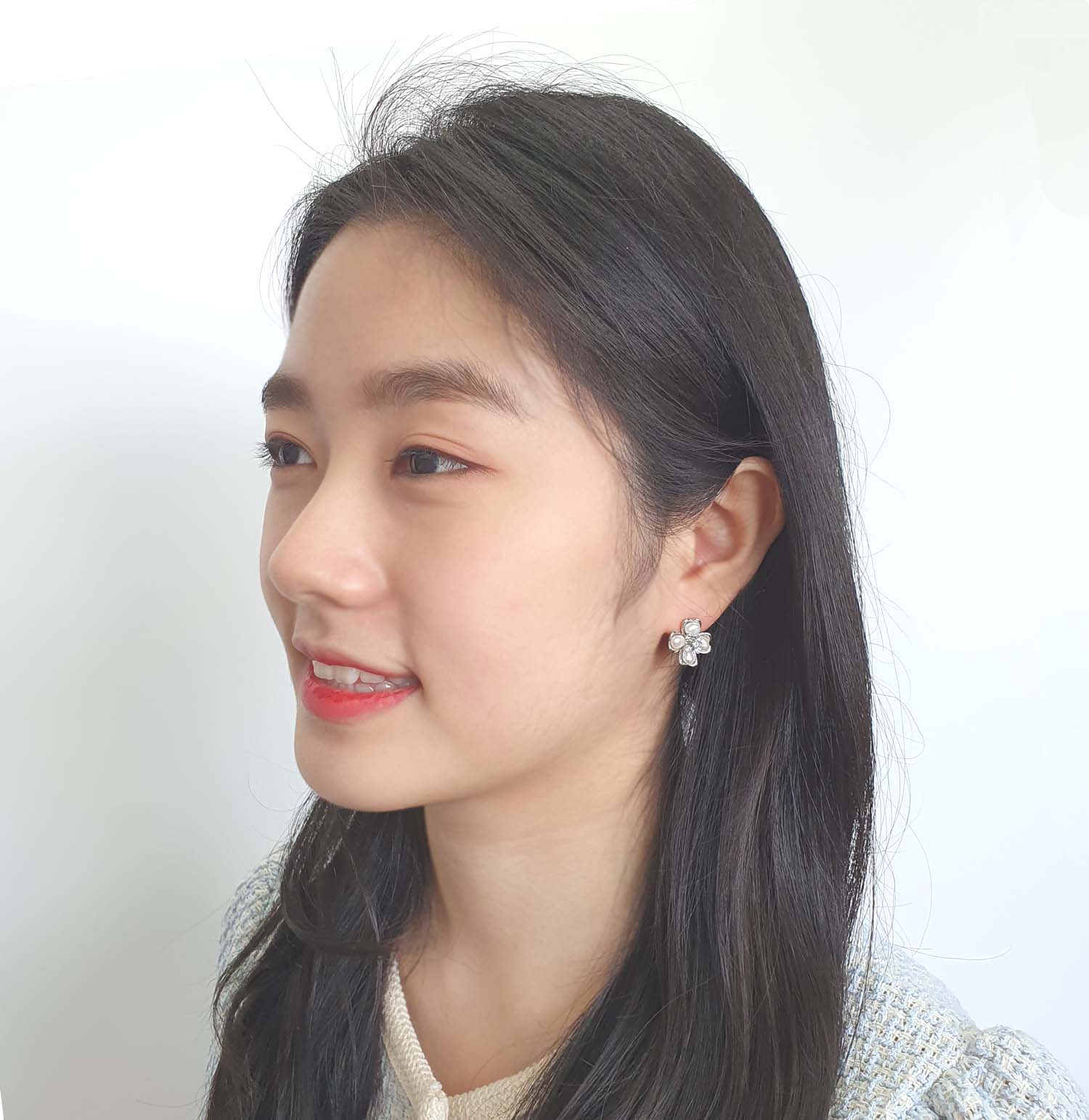 야랑쥬얼리 천연 담수진주 Clover 큐빅 귀걸이 이미지 7