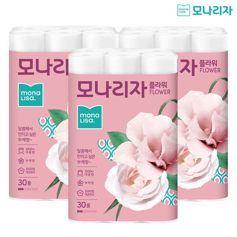 모나리자 플라워 40mx30롤 3개(1박스) - 상품 이미지