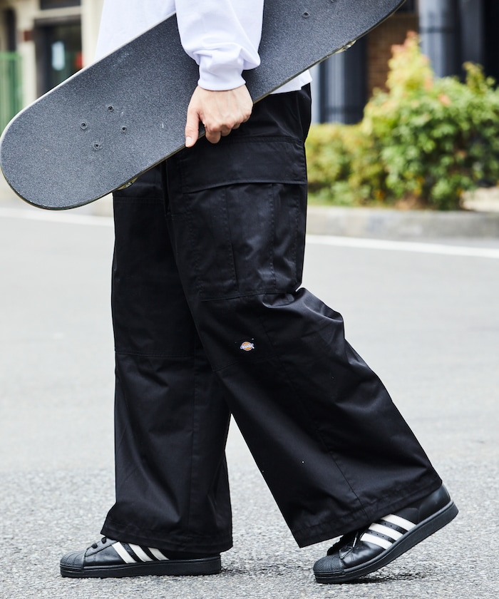 디키즈 Dickies 별주 와이드 실루엣 더블 니 이지 카고 팬츠 블랙 올리브 - 상세 이미지 3