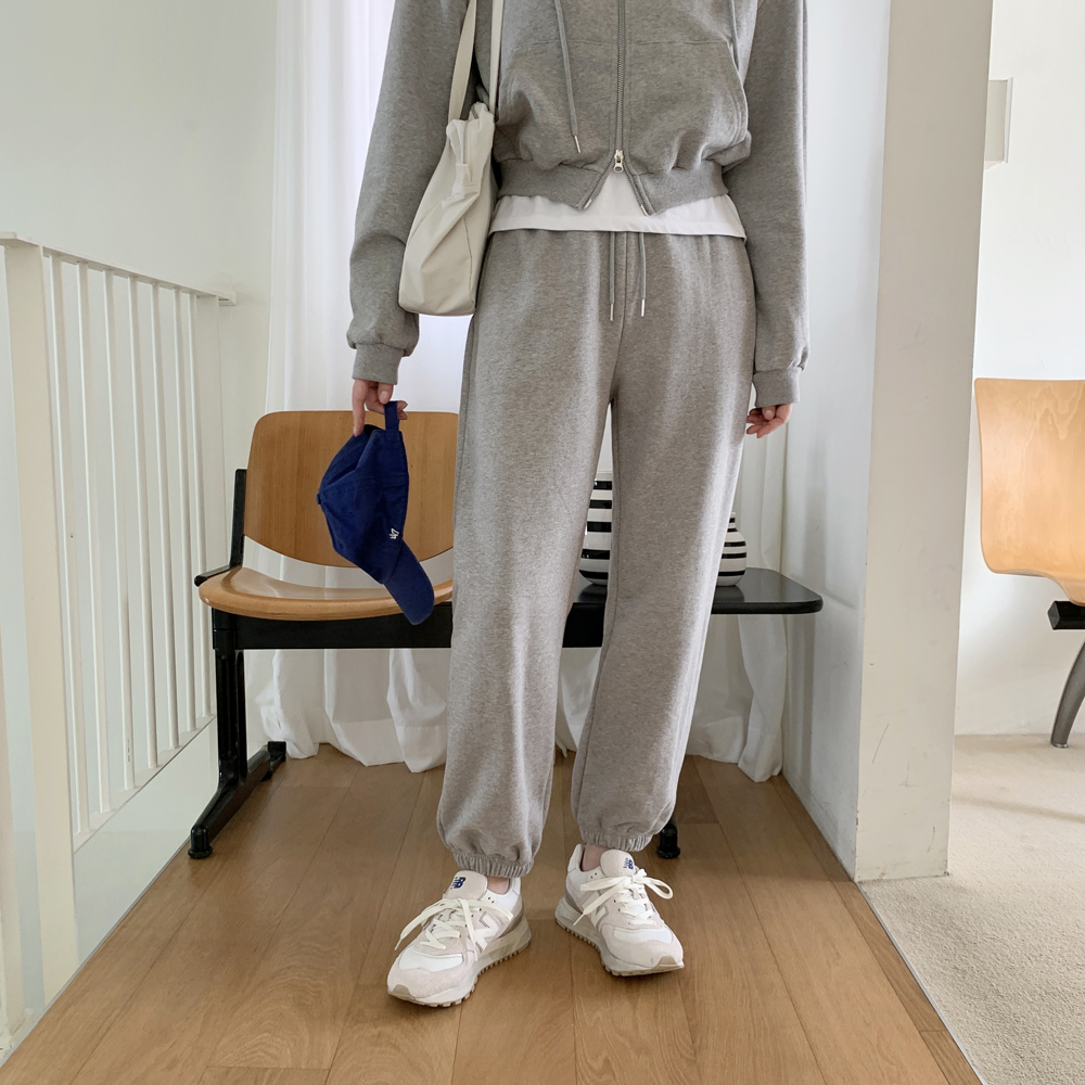 하이웨스트 투웨이 코튼 여성 조거팬츠 세미 밴딩 와이드팬츠 여자 트레이닝 통바지 봄바지 - 상세 이미지 3