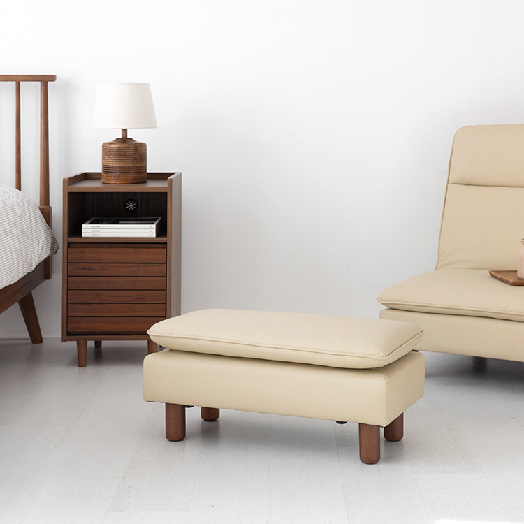 텐제르 2인 리클라이너 좌식소파 + 좌식스툴 베이지 세트