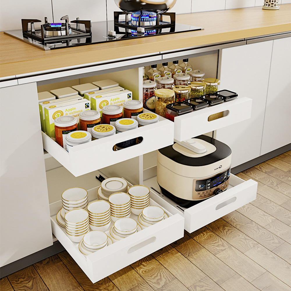 완벽정리 주방 슬라이딩 선반 25cm 싱크대 하부장 정리 인출식 선반 정리대