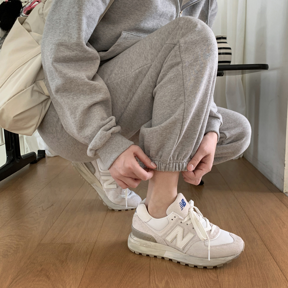 하이웨스트 투웨이 코튼 여성 조거팬츠 세미 밴딩 와이드팬츠 여자 트레이닝 통바지 봄바지 - 상세 이미지 4