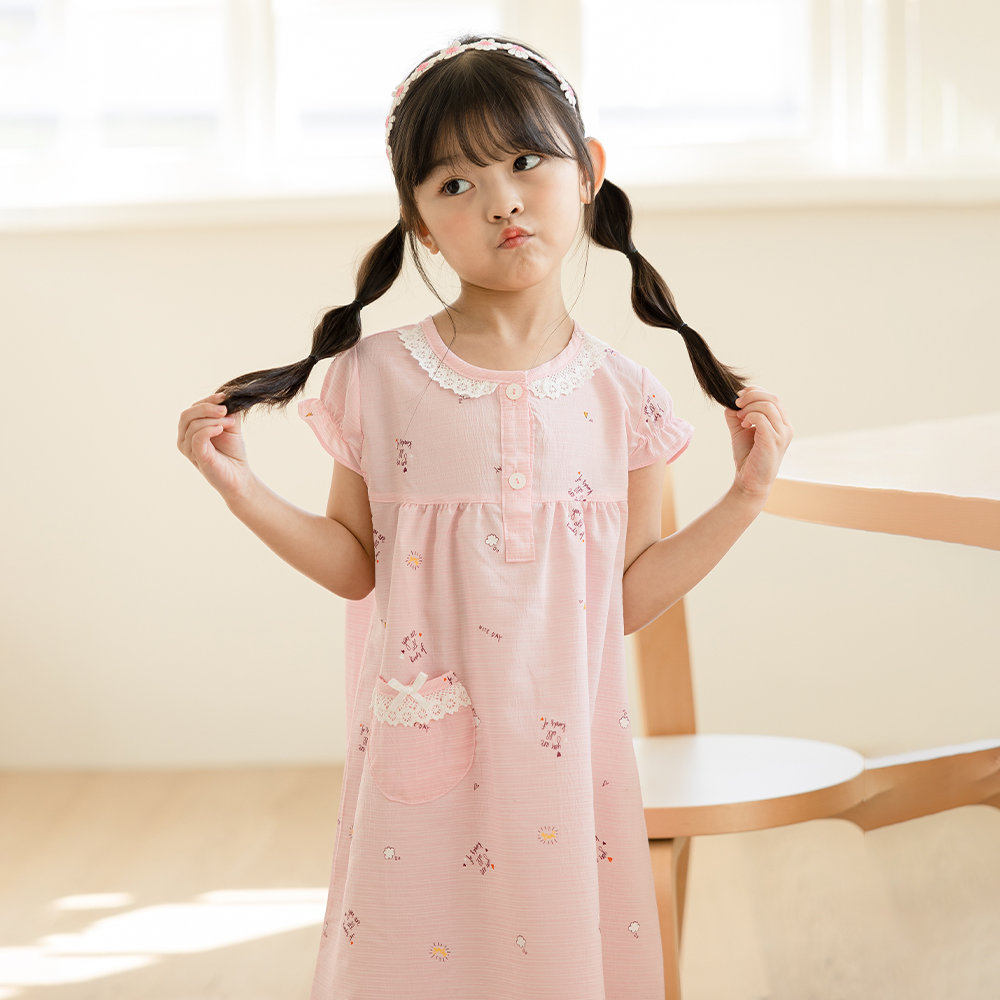 유아 잠옷 주니어 아동 인견 잠옷 여아 원피스 M샬롯(자연인견) 이미지 6