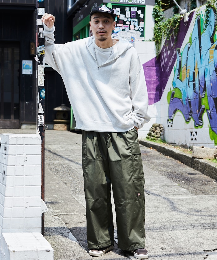 디키즈 Dickies 별주 와이드 실루엣 더블 니 이지 카고 팬츠 블랙 올리브 - 상세 이미지 5