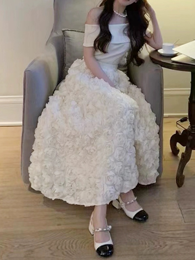 여자여자몰 입체꽃송이 로즈플라워 이단롱스커트 웨딩 화려한플레어스커트 - 상세 이미지 2