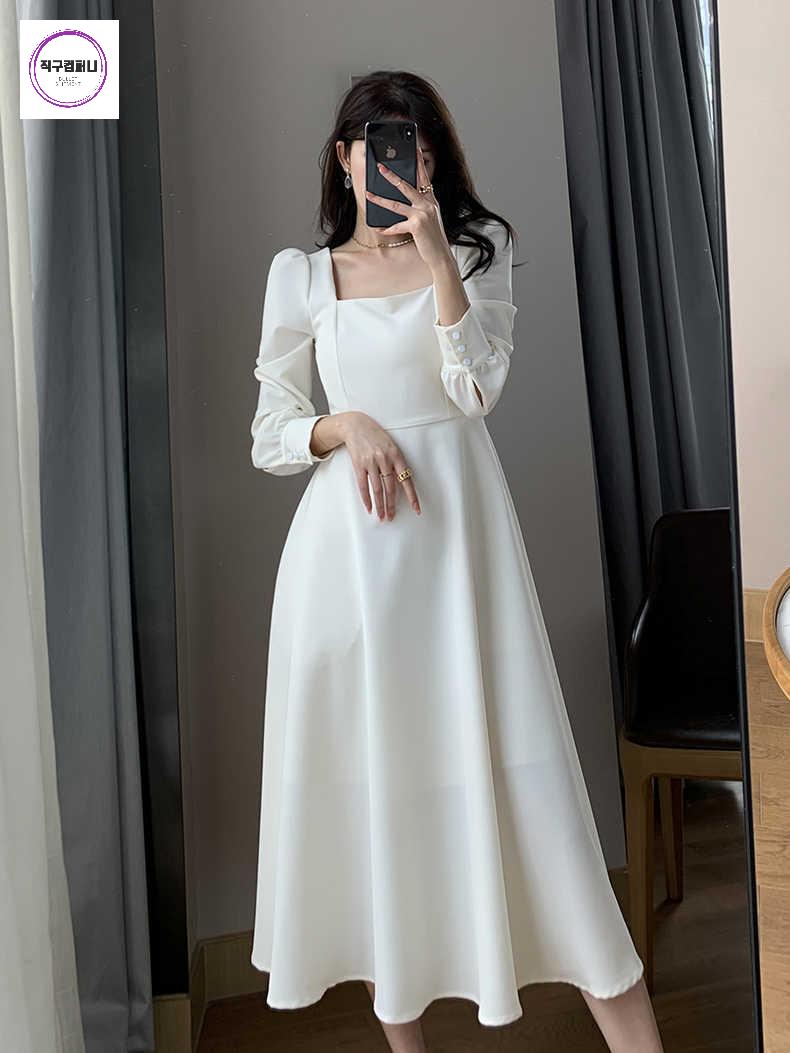돌잔치 브라이덜샤워 피로연 화이트 롱 셀프웨딩 원피스 촬영 - 상품 이미지