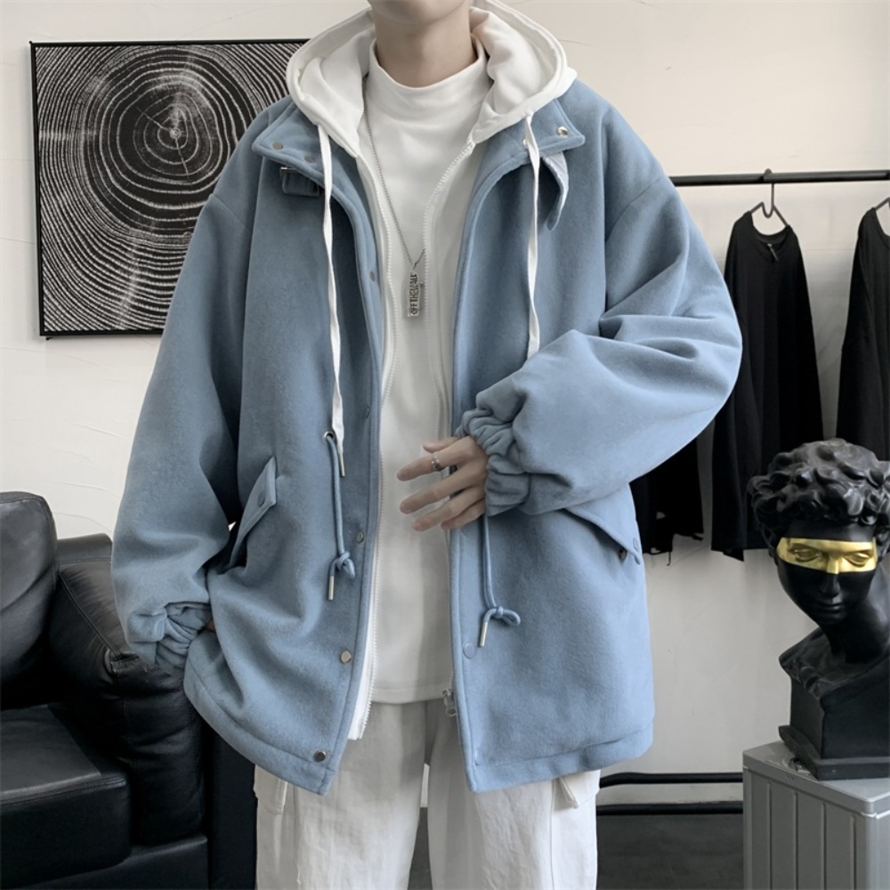 남자 모직 자켓 점퍼 후드 심플 캐주얼 데일리 학생 루즈핏 3컬러 3XL - 상세 이미지 3