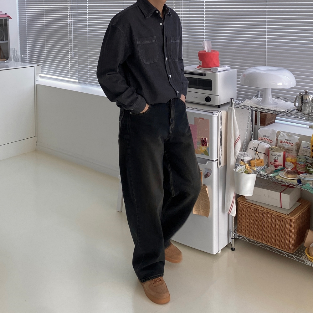 남자청남방 남성데님셔츠 오버핏데님셔츠 - 상세 이미지 3