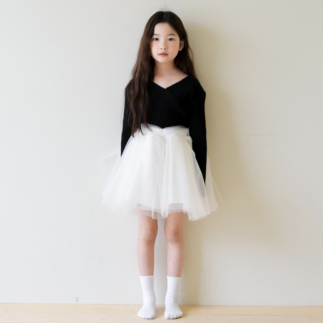 로맨틱 튜튜 스커트 여아 샤 레이스 공주 아이보리 블랙 핑크 치마 발레 치마 유아 키즈 - 상세 이미지 4