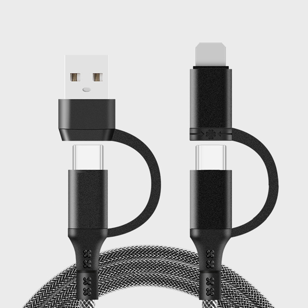 핸드폰 4IN1 PD 고속 충전 케이블 듀얼형 USB겸용 2in2 8핀 C타입 멀티 충전선 충전기 CtoC 3A 60W 데이터전송