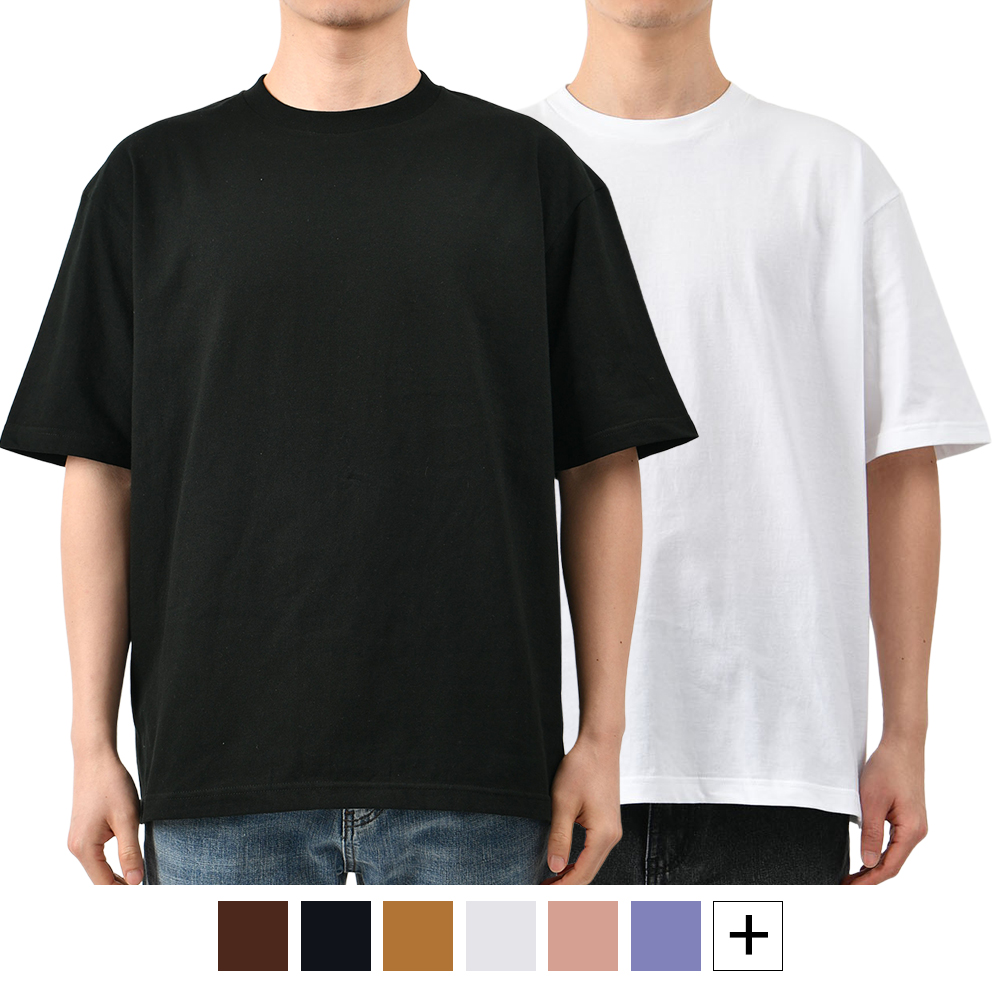 남자 반팔티 여름 오버핏 무지 라운드 흰티 면 레이어드 티셔츠 남녀공용