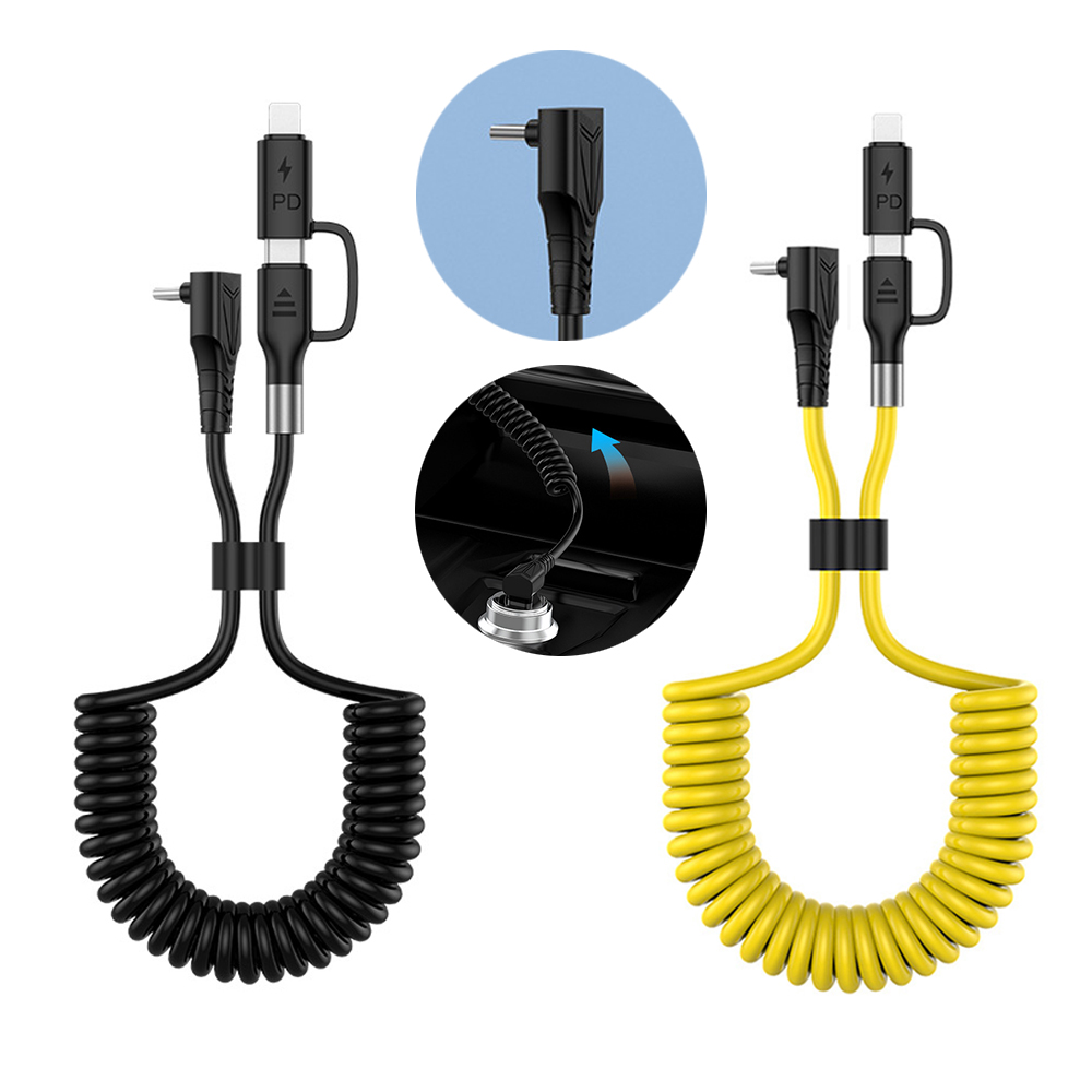 스프링 PD ㄱ자형 핸드폰 차량용 고속 충전 케이블 멀티 충전선 충전기 8핀 C타입 CtoC 자동차 카플레이
