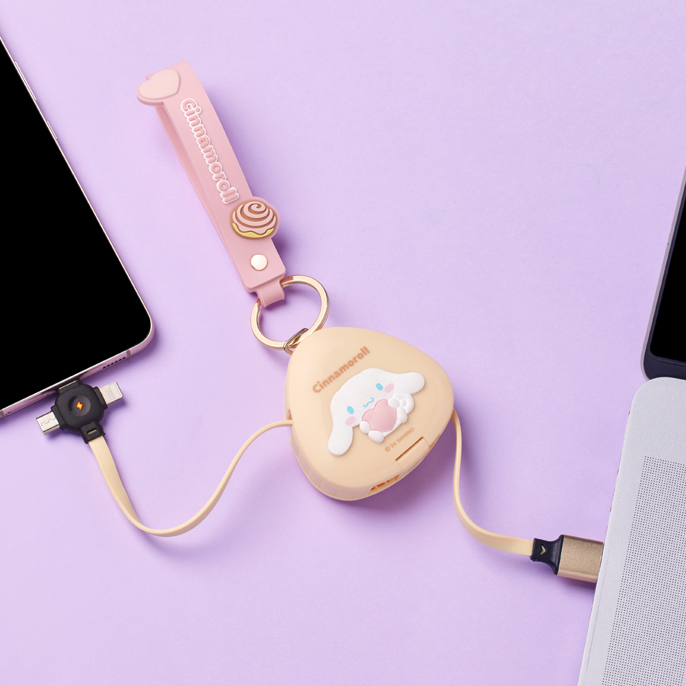 산리오 시나모롤 3in1 릴케이블 고속충전케이블 데이터 USB C타입 갤럭시 아이폰 - 상세 이미지 3