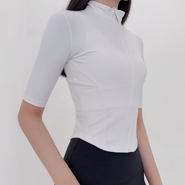 로라벨 젤라셀 요가집업 필라테스복 필라테스 상의 여성 요가복 크롭 자켓 필라테스집업 반팔 - 상세 이미지 5