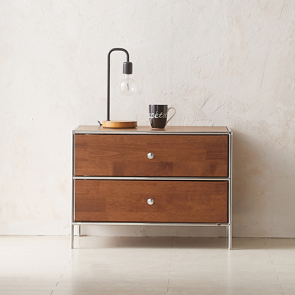 이노센트 스틸라 원목 미드센츄리 모듈 협탁 월넛 675 낮은 서랍형 i104192