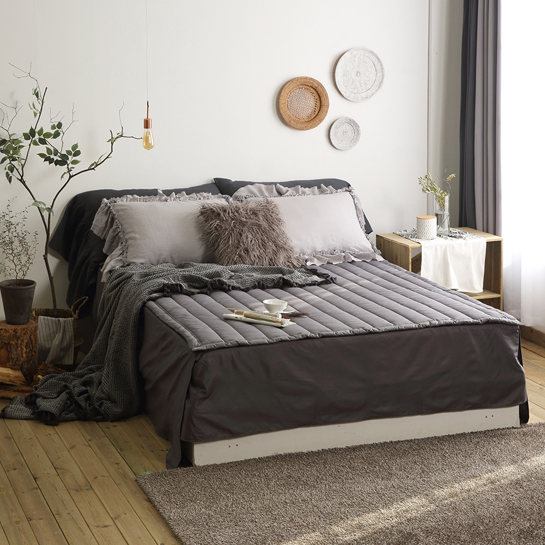 순면 투 매트리스 커버 높은 침대 시트 차콜 슈퍼 싱글