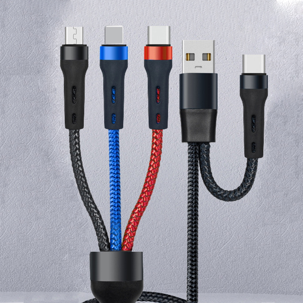 PD충전케이블 3in2 멀티 고속 핸드폰 충전 케이블 편직 차량 여행 8핀 C타입 5핀 튼튼한 충전기 충전선 CtoC