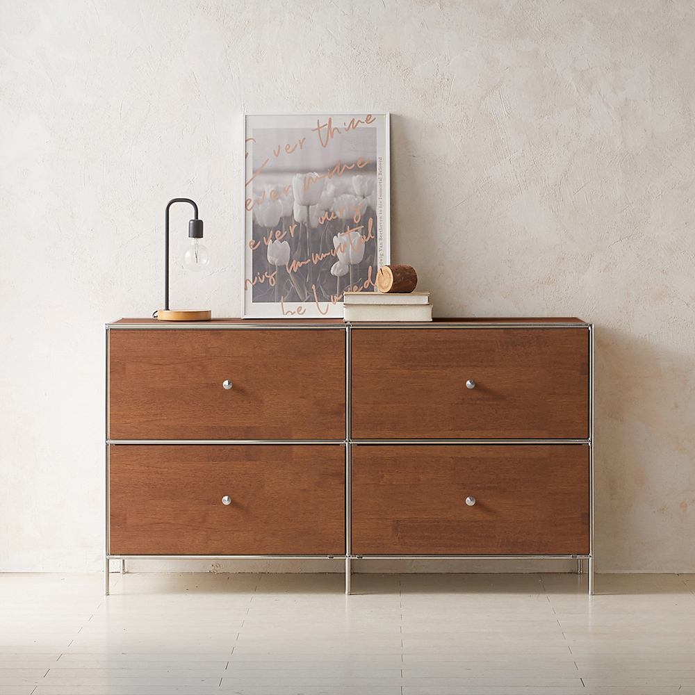 이노센트 스틸라 원목 미드센츄리 모듈 거실장 1400 높은 서랍형 i104189, 월넛