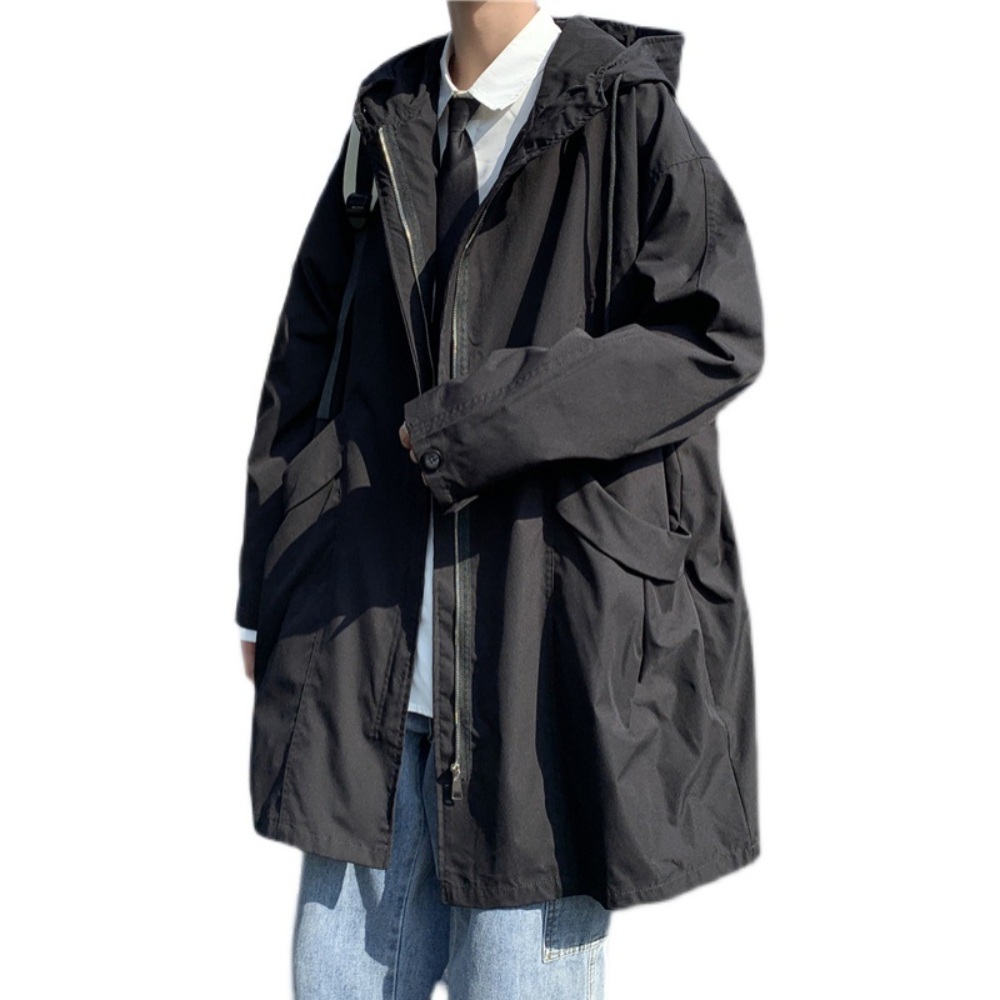 남자 개파카 야상 잠바 봄가을 간절기 아우터 데일리 패션 바람막이 블랙 그린 - 상세 이미지 5