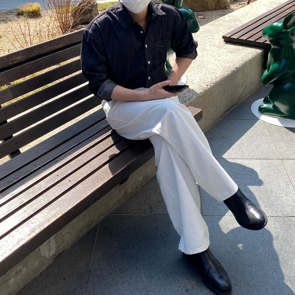 생지데님셔츠 남자오버핏청남방 남자청셔츠 - 상세 이미지 4