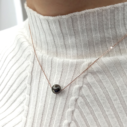 14k 18k 타히티 흑진주 목걸이 9~10mm - 상품 이미지