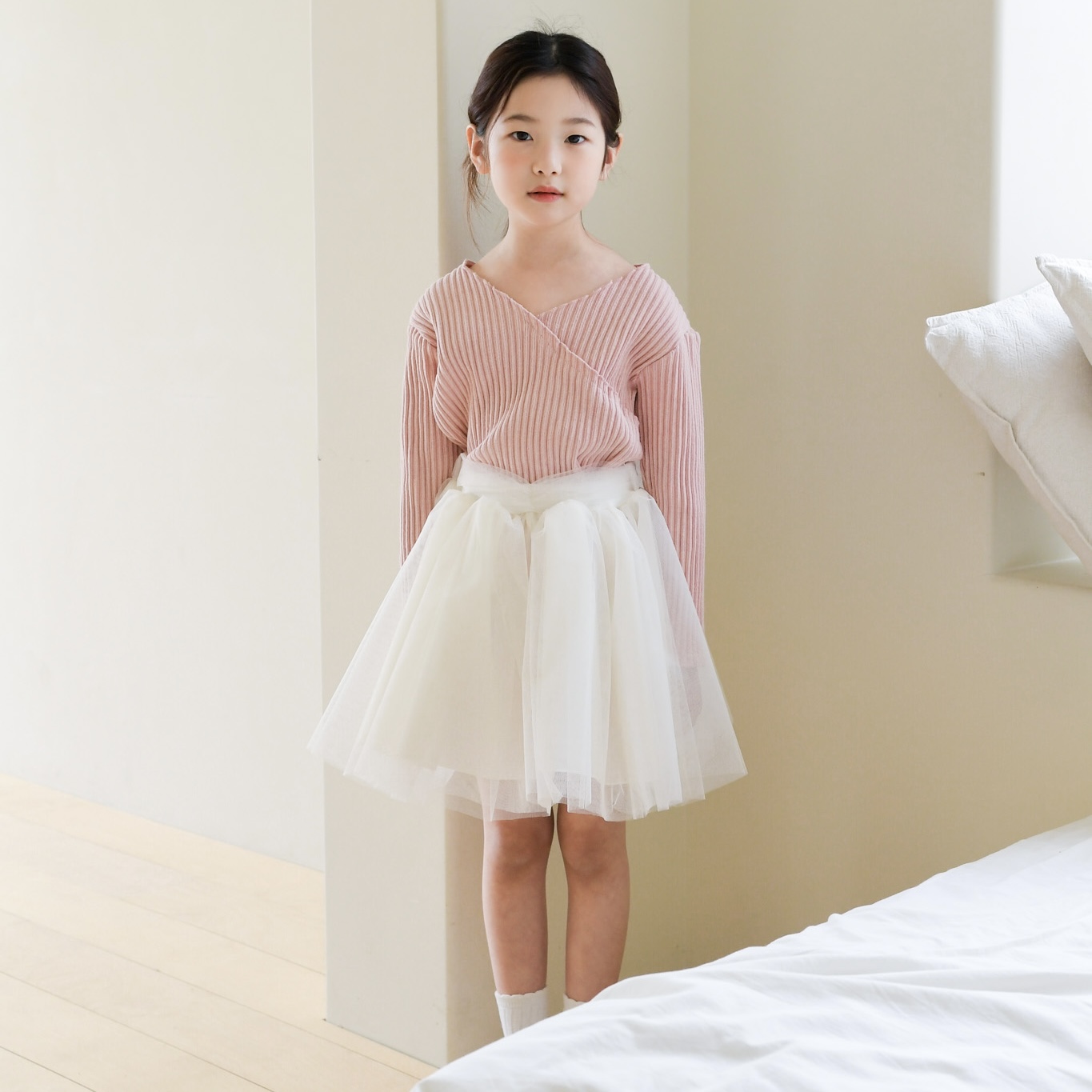 로맨틱 튜튜 스커트 여아 샤 레이스 공주 아이보리 블랙 핑크 치마 발레 치마 유아 키즈 이미지 7