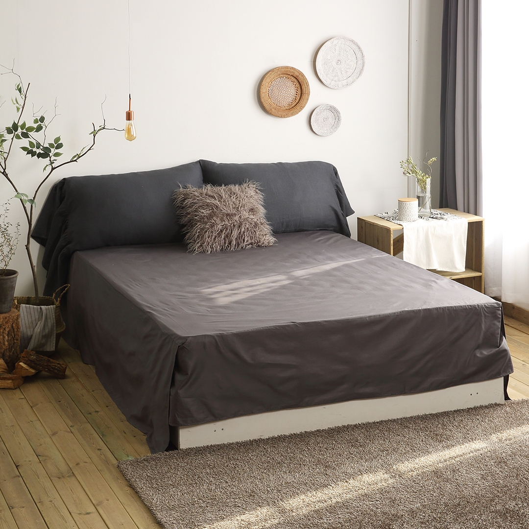 순면 투 매트리스 커버 높은 침대 시트 차콜 퀸