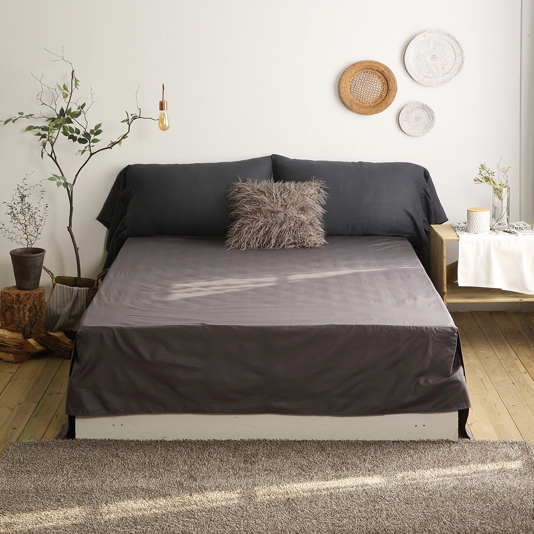 순면 투 매트리스 커버 높은 침대 시트 차콜 슈퍼 싱글