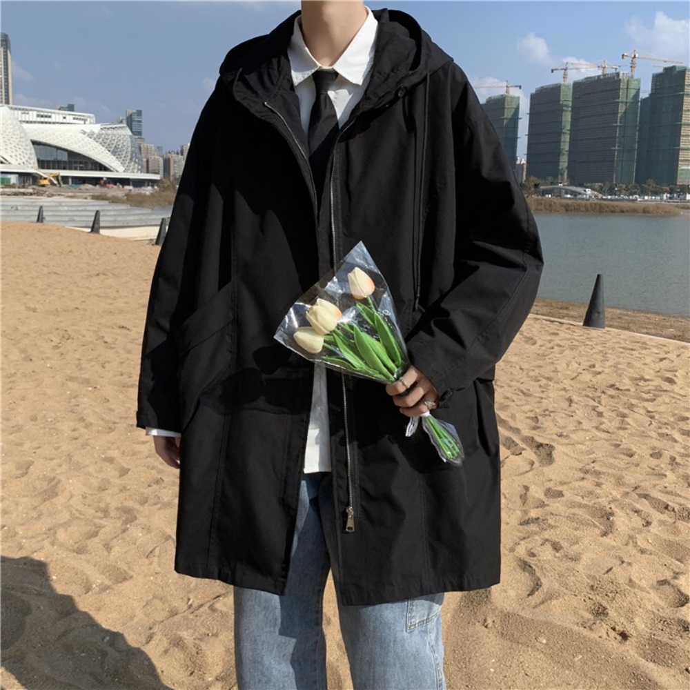 남자 개파카 야상 잠바 봄가을 간절기 아우터 데일리 패션 바람막이 블랙 그린 - 상세 이미지 2