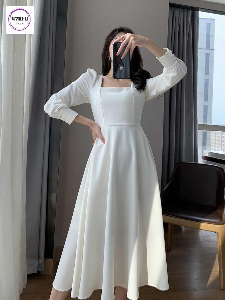 돌잔치 브라이덜샤워 피로연 화이트 롱 셀프웨딩 원피스 촬영 - 상세 이미지 3