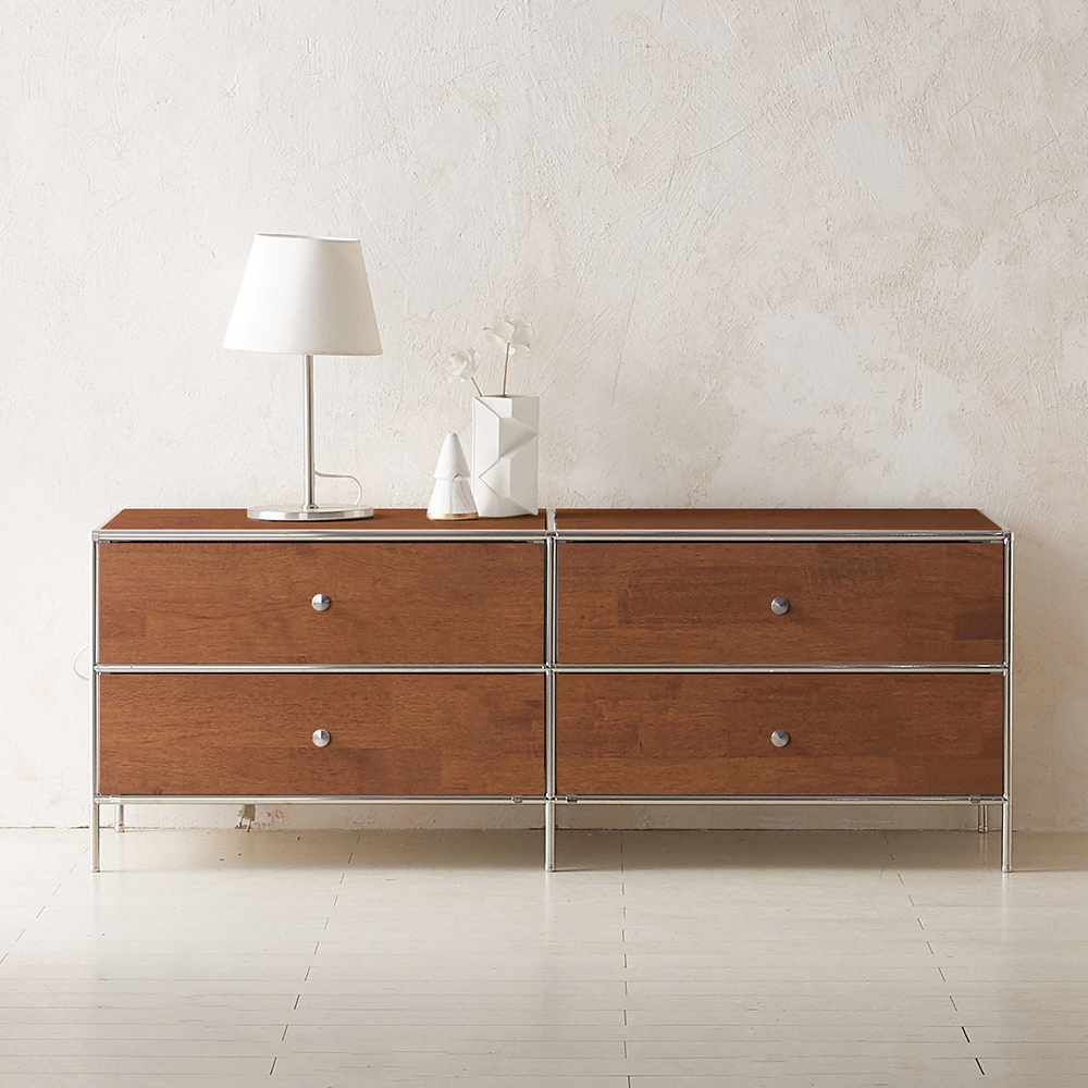 이노센트 스틸라 원목 미드센츄리 모듈 거실장 1400 낮은 서랍형 i104190, 월넛