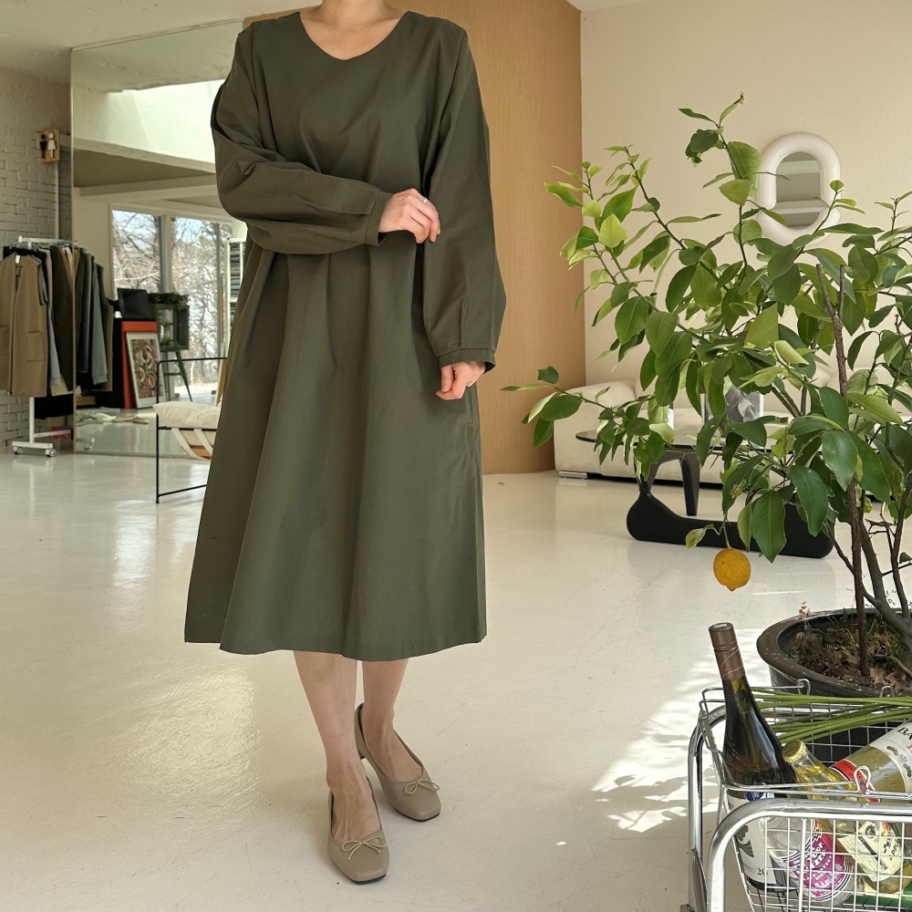 빅사이즈 자체제작 A라인 긴팔 원피스 77 88 단아한 하객룩 오피스룩 직장인룩 봄 가을