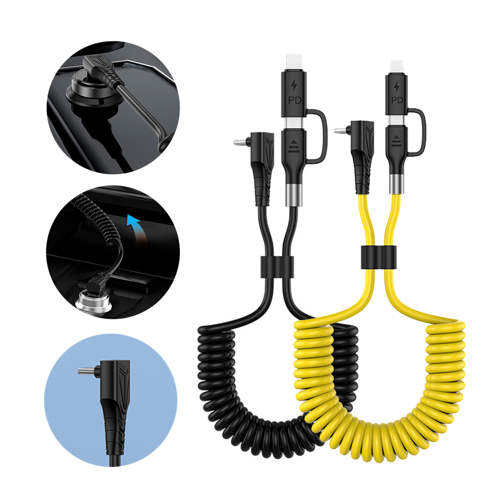 스프링형 PD CtoC 멀티 고속 핸드폰 충전 케이블 차량용 휴대용 여행 8핀 C타입 충전기 케이블선 데이터전송